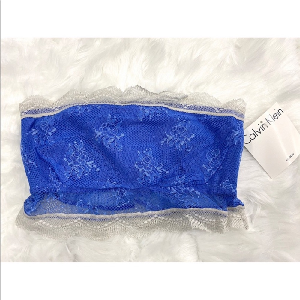 CALVIN KLEIN BLUE/WHITE GREY LACE BANDEAU BRA 🦋🦋